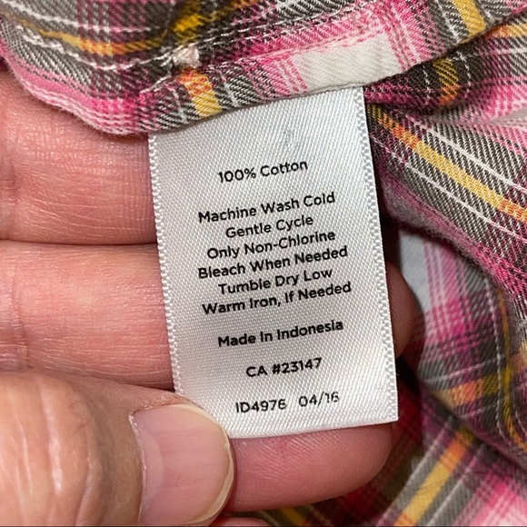 Talbots Plus Pink Plaid Cotton Button Down Blouse 2X - Picture 10 of 15